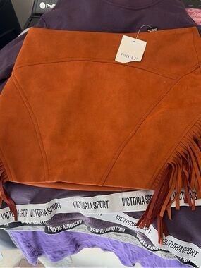 Forever 21 Rust Orange Suede-Look Mini Skirt